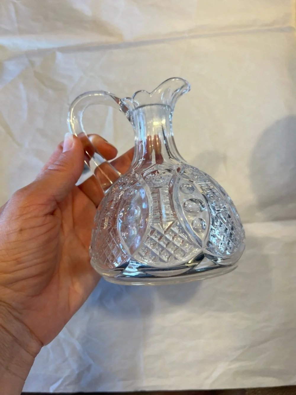 Cut Glass Cruet with Stopper - Clear Glass